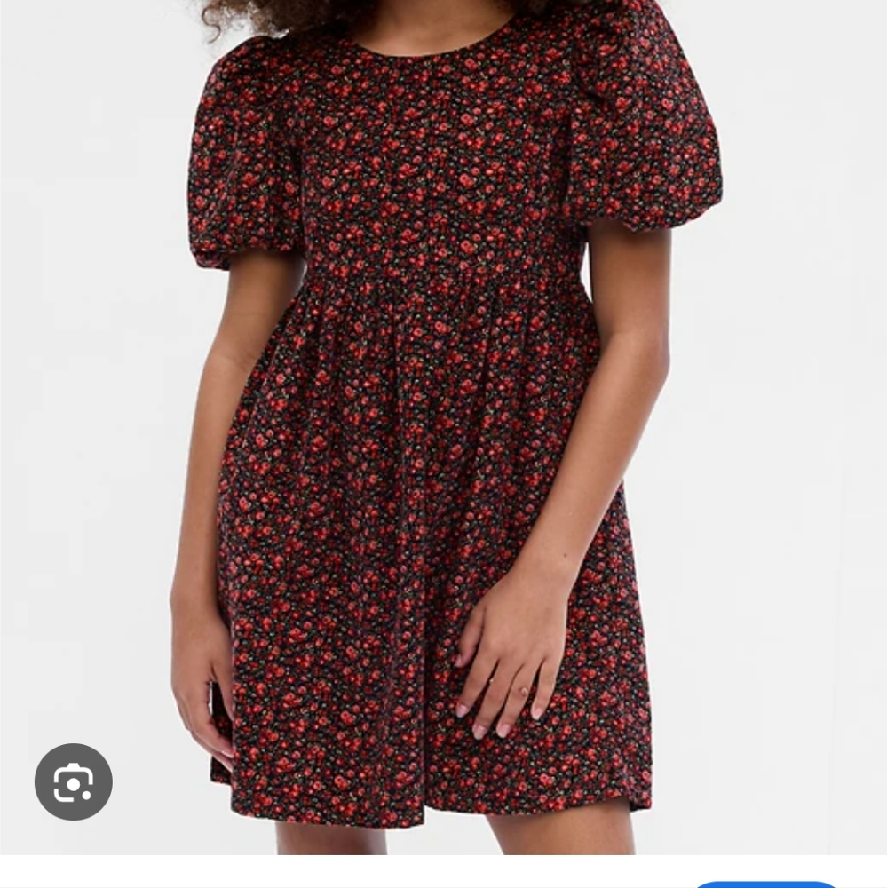 Gap Kids Girls Puff Sleeve Corduroy Dress  Floral in Multi Ditsy Medium EUC